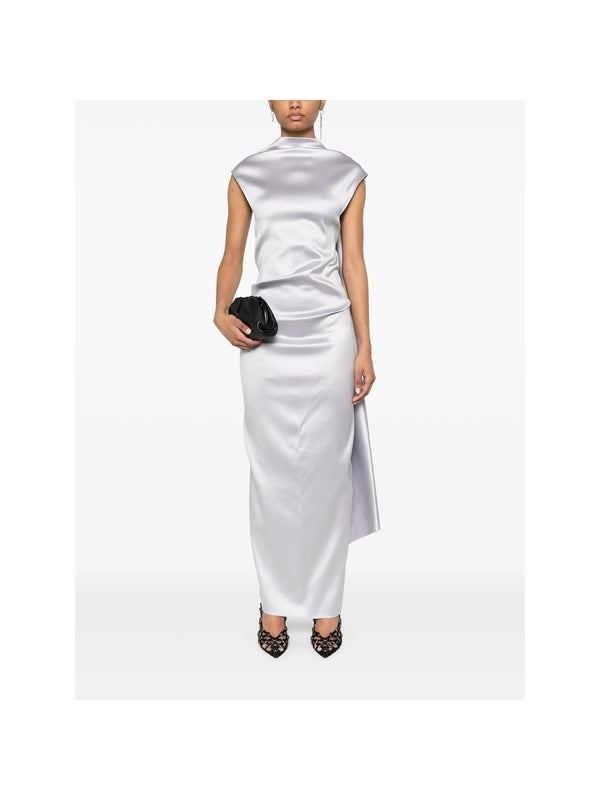 ABADAN Asymmetric Neck Draped Long Dress