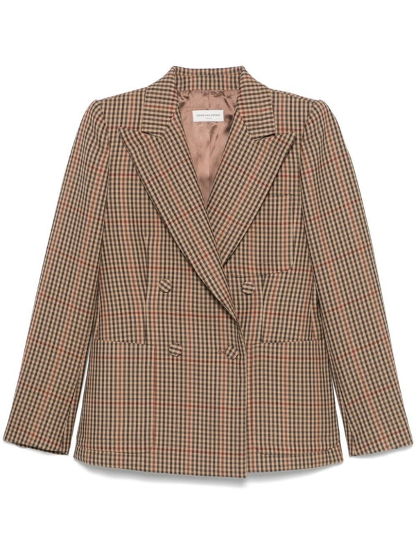 Beaume Check Pattern Double-Breasted Wool Jacket