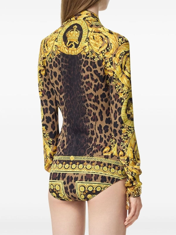 Wild Baroque Printing Silk Bodysuit