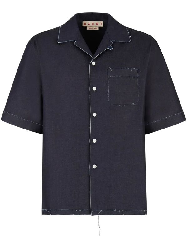 Stretch Denim Short-Sleeve Shirt
