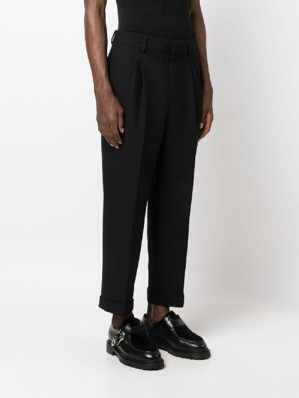 Pleats wool blend crop pants