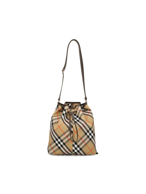 Check Pattern Cotton Bucket Bag