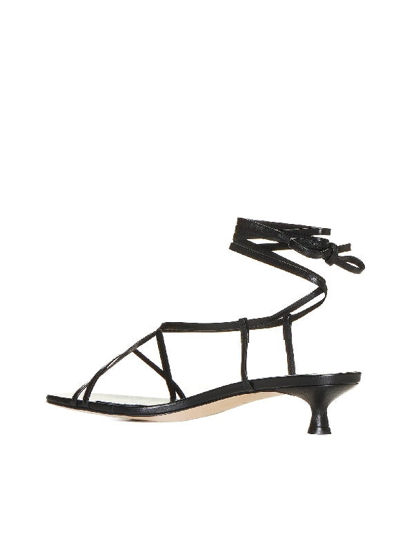 Ankle Strap Leather Sandal Heels