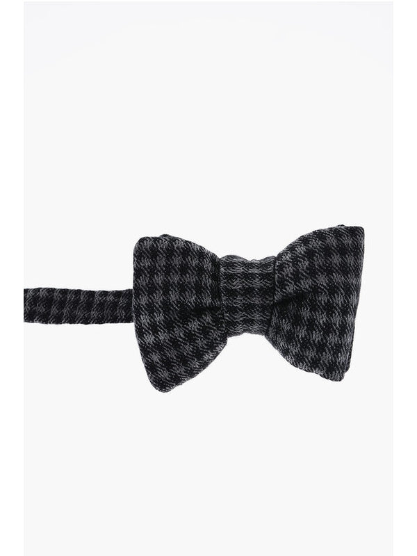 Check Pattern Wool Silk Bow Tie