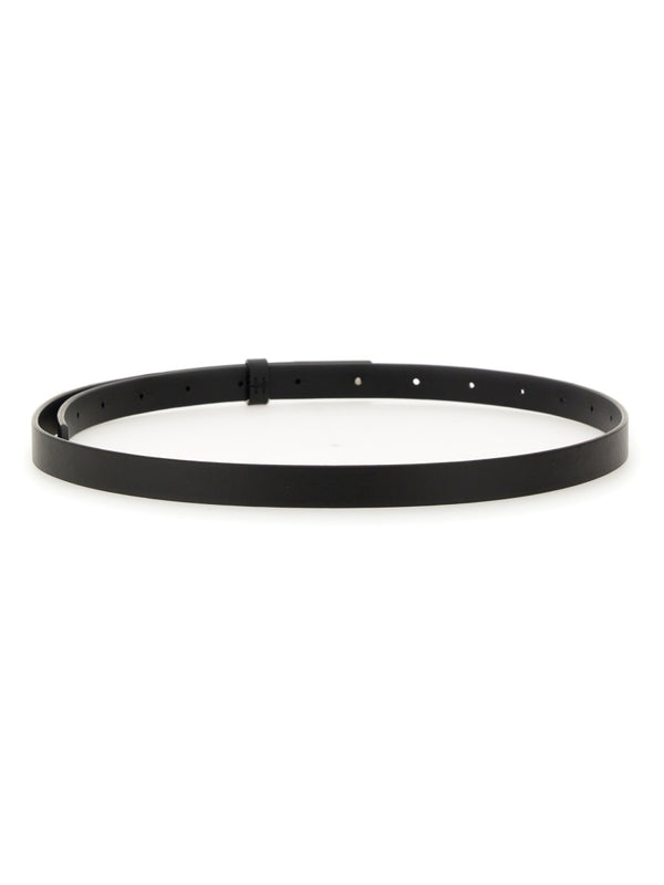 Number Logo Buckle Leather Belt