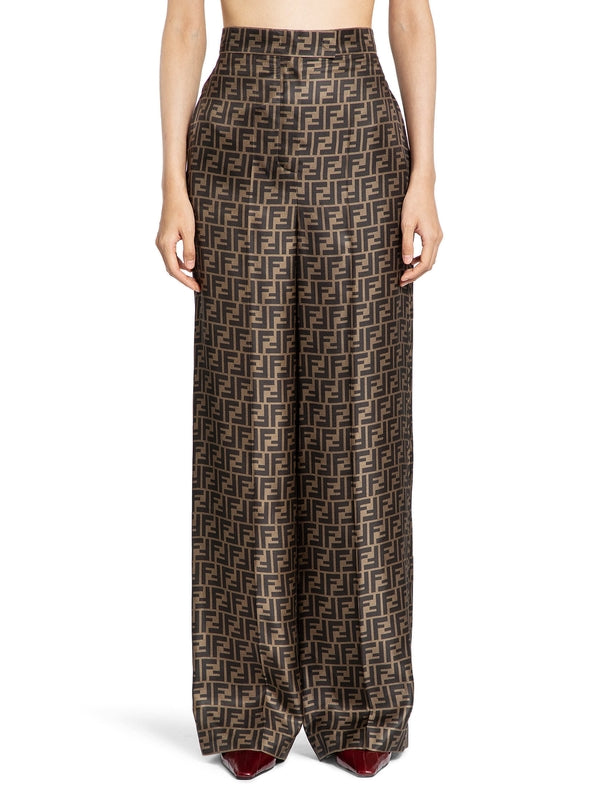 Allover Ff Pattern Silk Pants