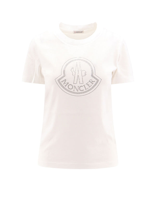MONCLER - Rhinestone Logo Short Sleeve T-Shirt - Jente