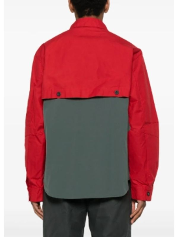 Bi Color Panel Cotton Zip Up Shirt