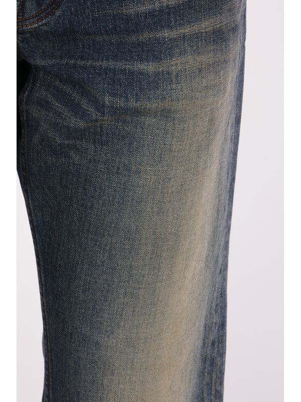 Washing Back Logo Patch Cotton Denim Pants