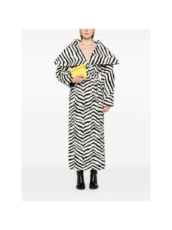 Animal Pattern Drape Collar Coat