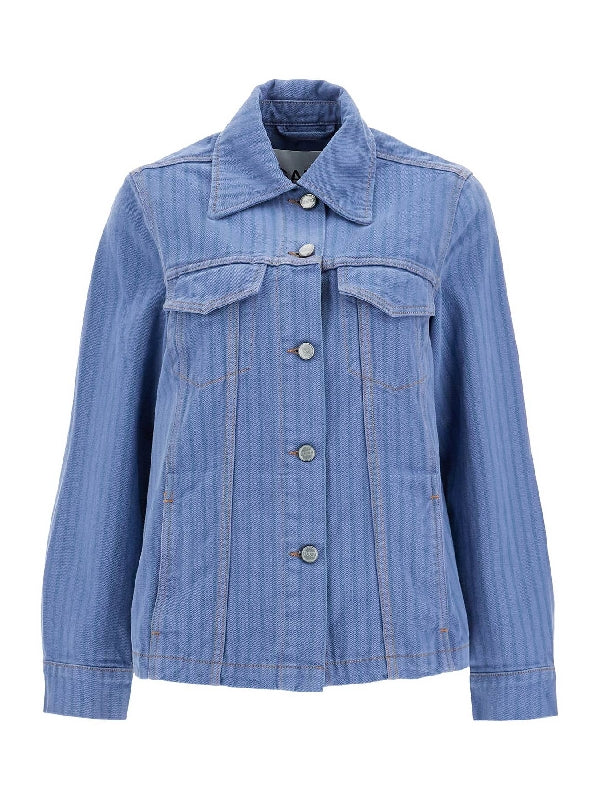 Back Logo Striped Denim Jacket