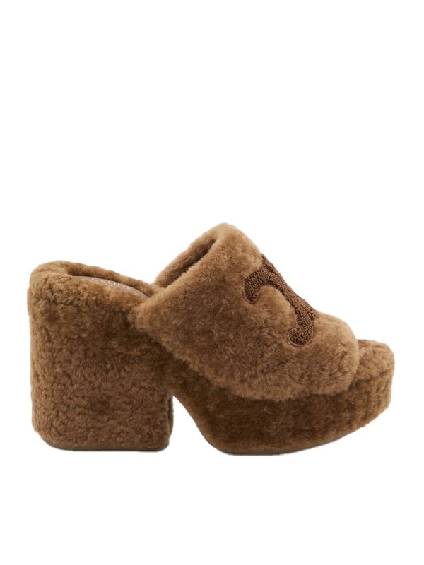 Elena Shearling Sandal Heels