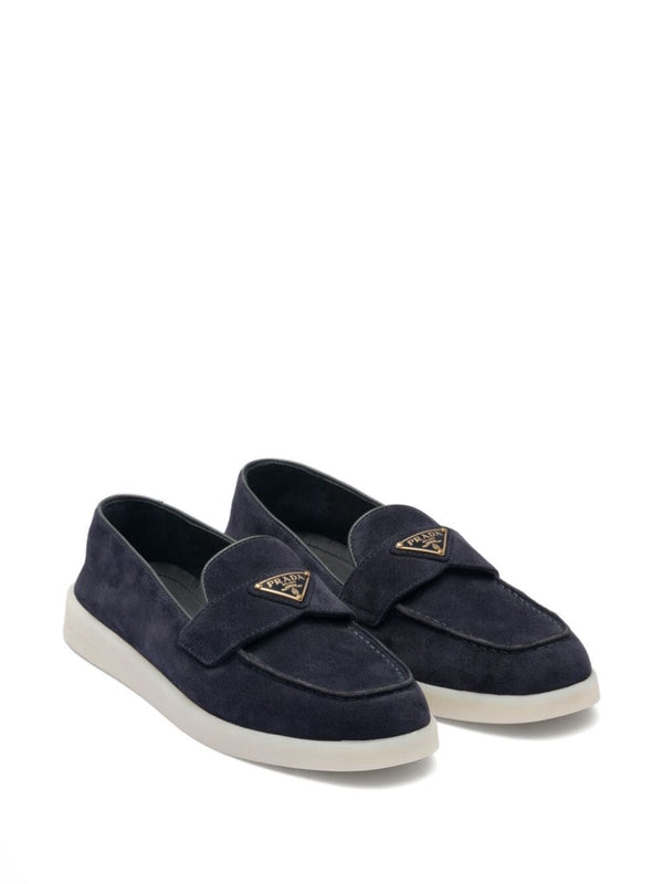 Triangle Logo Suede Loafers