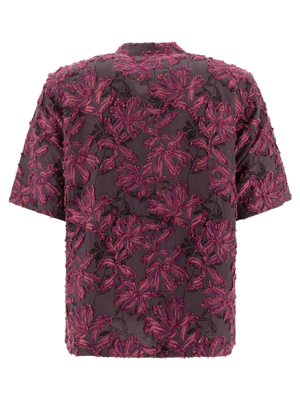 Cabana Flower Embroidery Short Sleeve
  Shirt