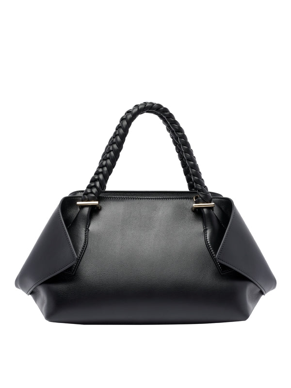 Braid Handle Leather Tote Bag