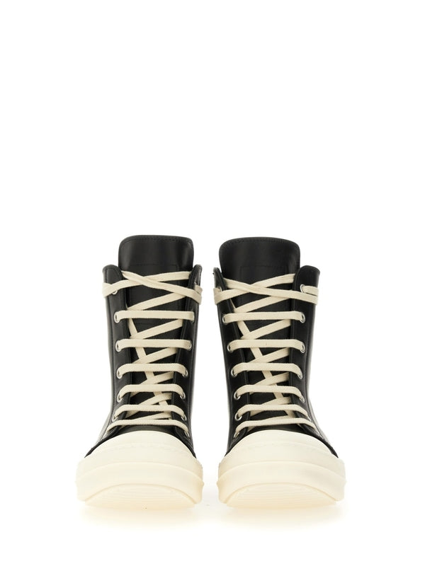 Zipper Detail Leather High-Top Sneakers