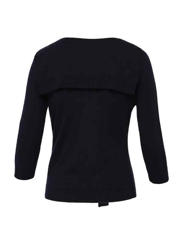 Lace-up Silk Cashmere Navy Knit