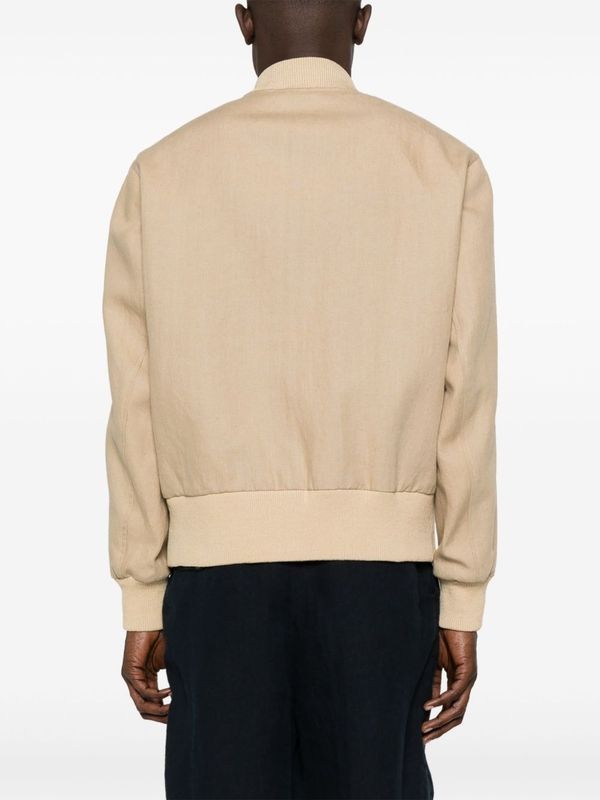 Beige Linen Bomber Jacket