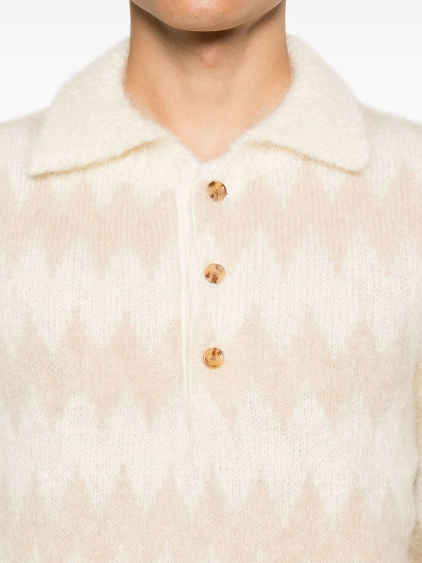 Mohair Blend Knit Polo Shirt