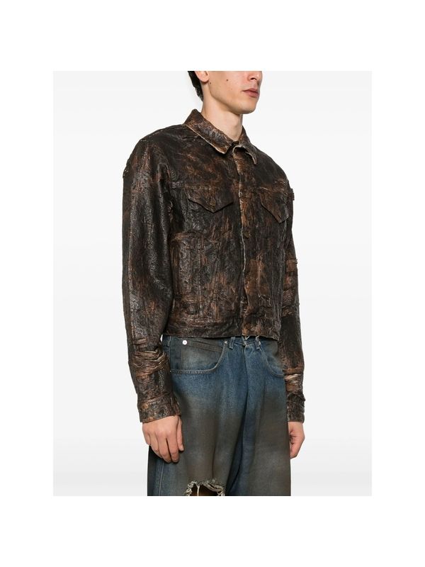 Monogram Distressed Denim Trucker Jacket