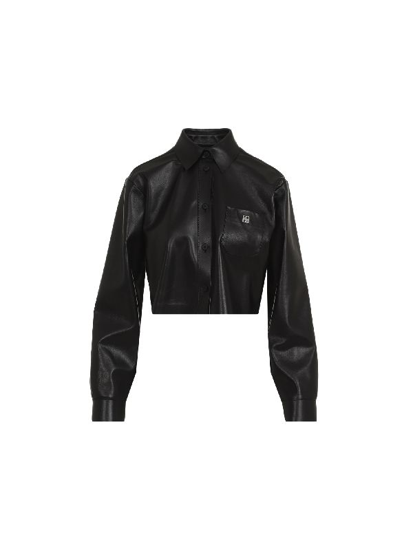 4g Metal Logo Leather Cropped
  Shirt