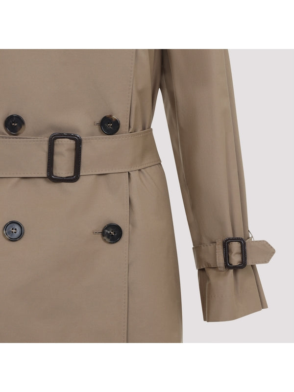 Logo Patch Double Trench Coat