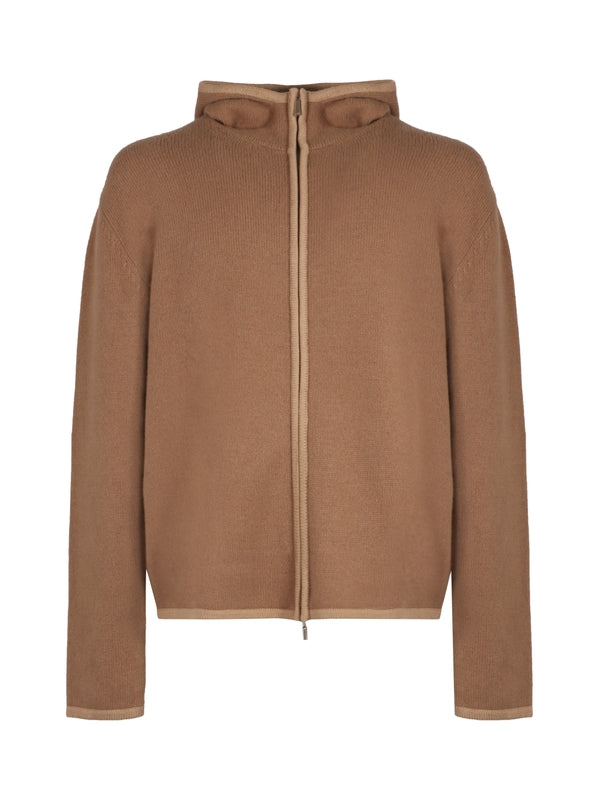 Cashmere Knit Hoodie Zip-Up