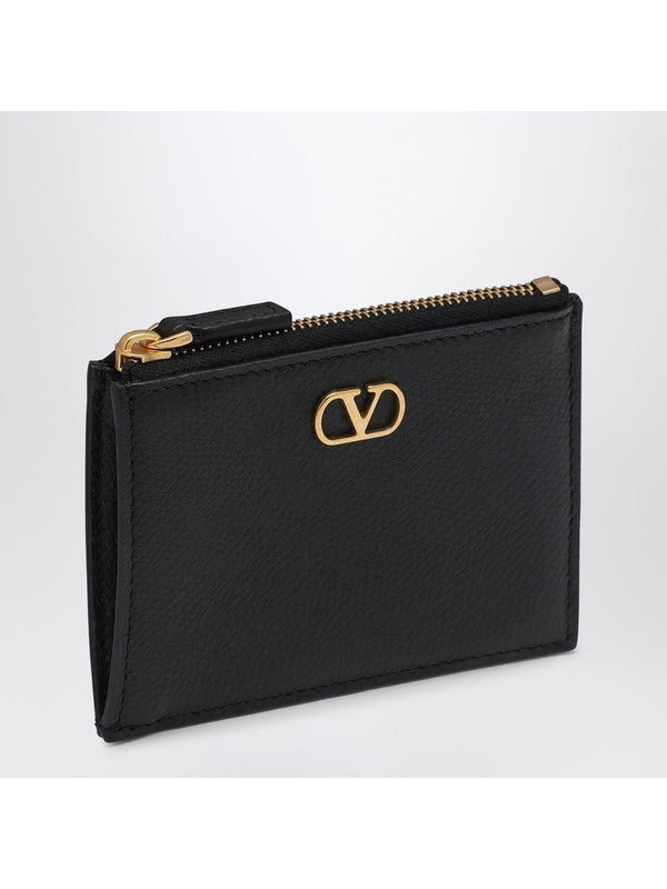 V Logo Signature Leather Wallet