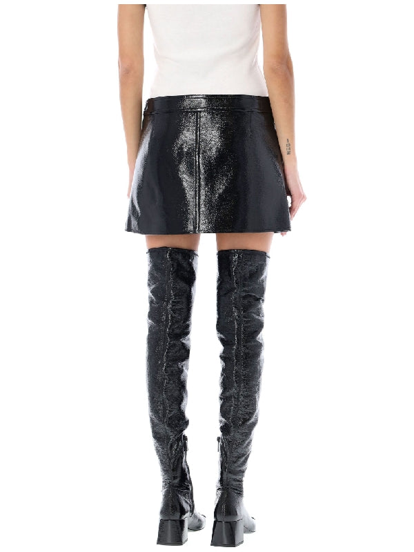 Courrèges - Buckle Belted Zip-up Vinyl Skirt - Jente