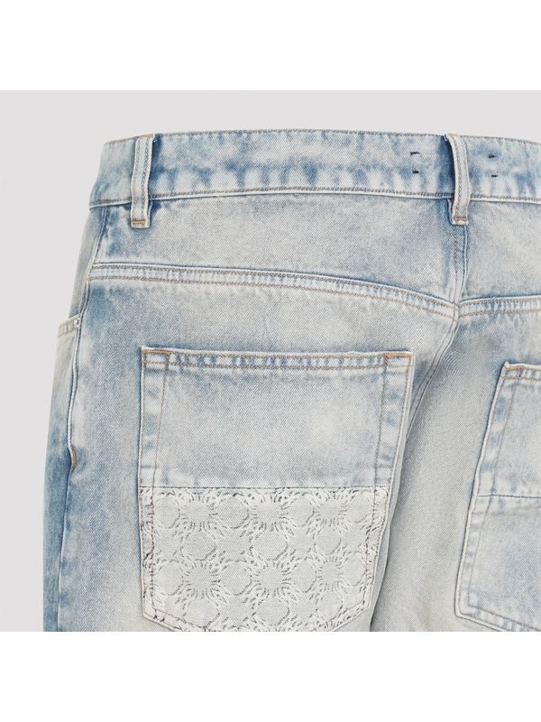 Washed Cotton Denim Pants