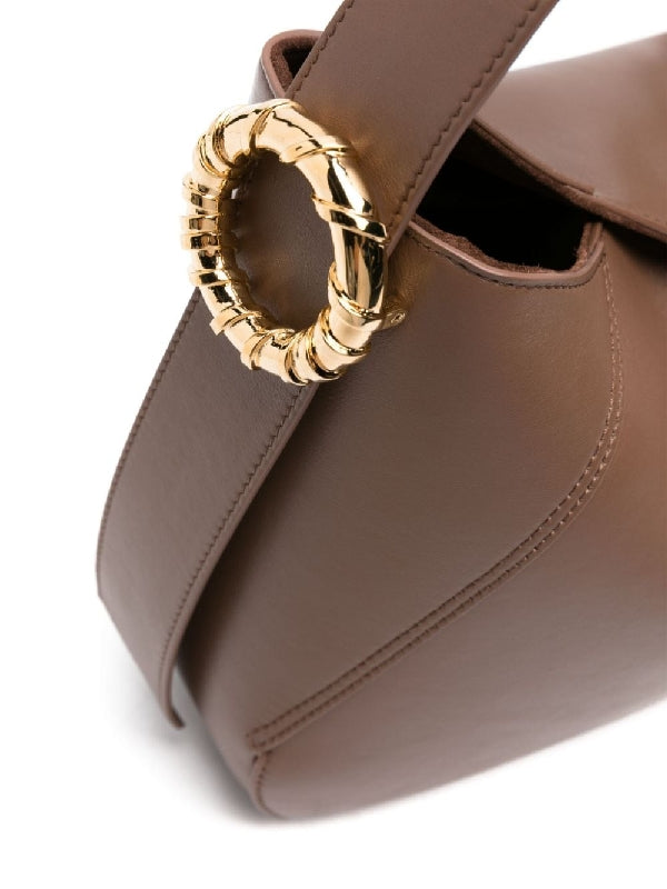 Melodie Metal Detail Leather Shoulder Bag