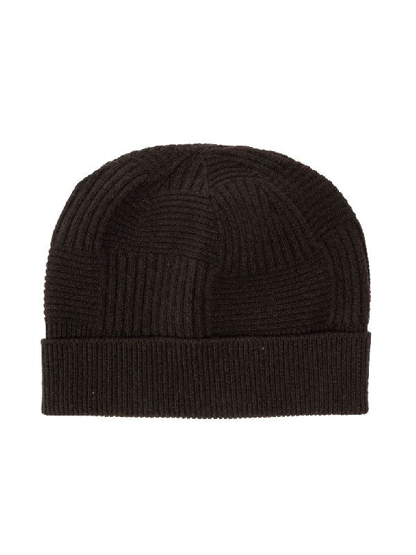 Wool Blend Rib Brown Beanie