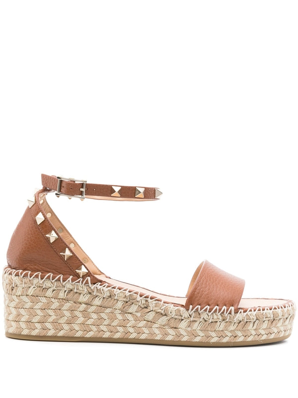 Rockstud Leather Espadrille Sandals