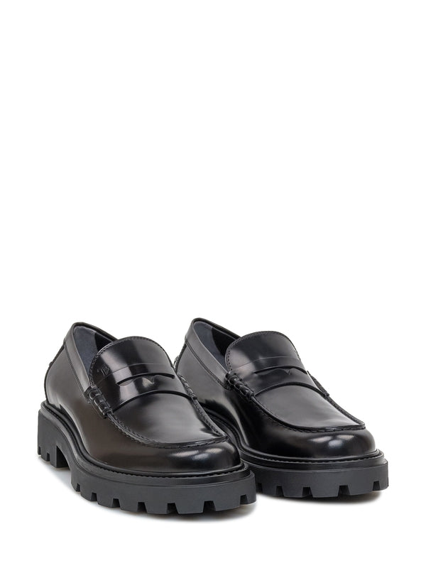 Black Leather Penny Loafers