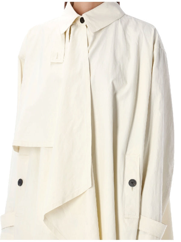 Asymmetric Detail Linen Trench Coat