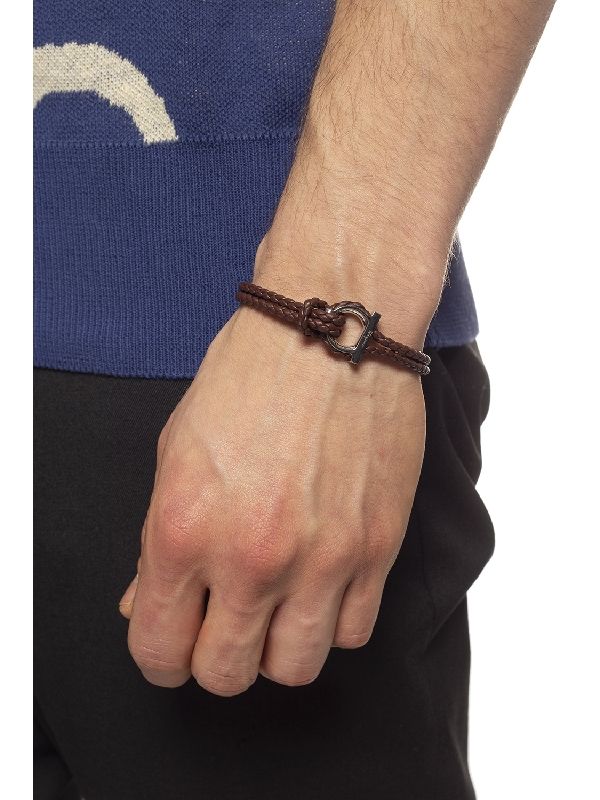 Gancini Leather Braided
  Bracelet