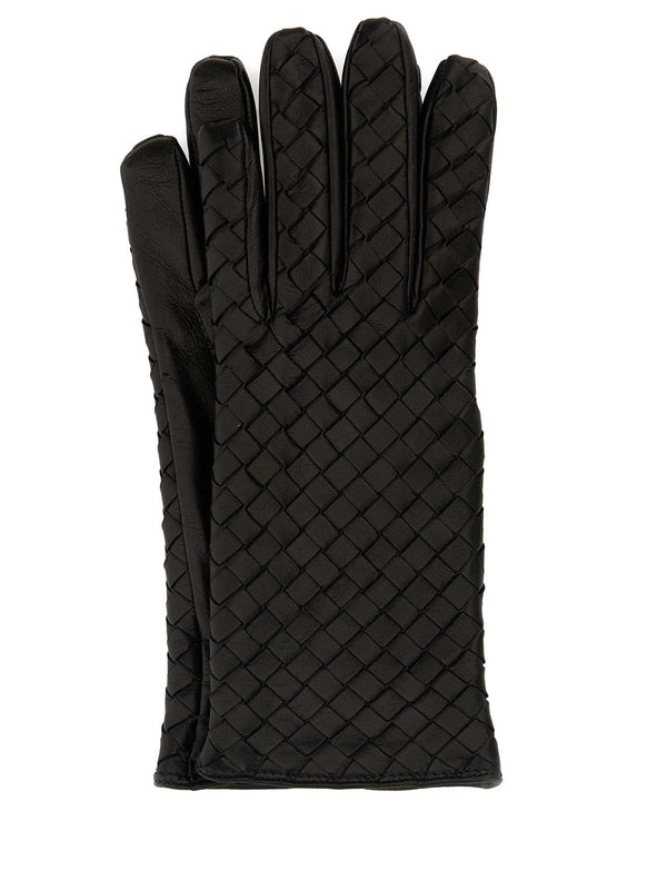 Bottega Veneta Black Leather Gloves