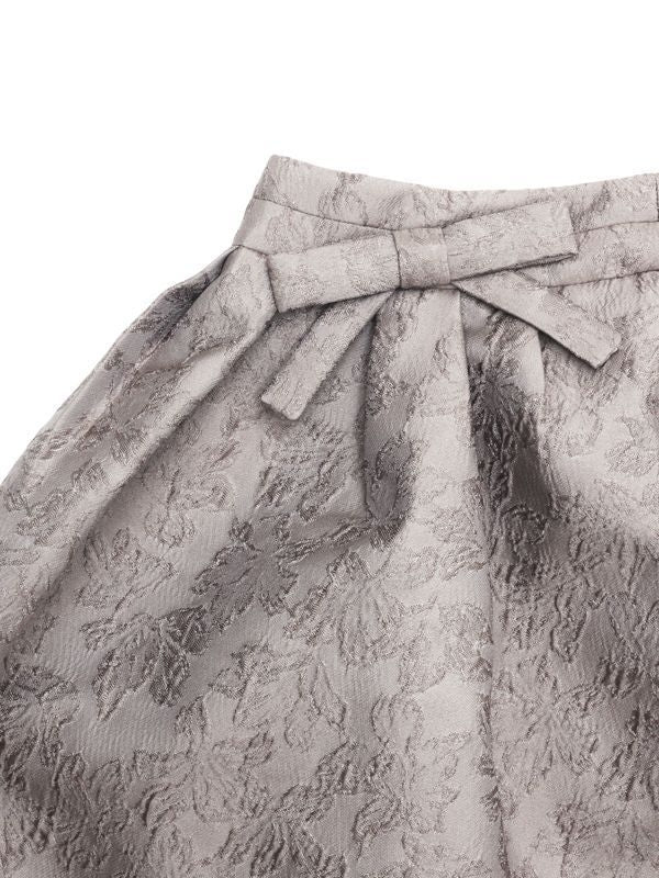 Bow Jacquard Flare Midi Skirt