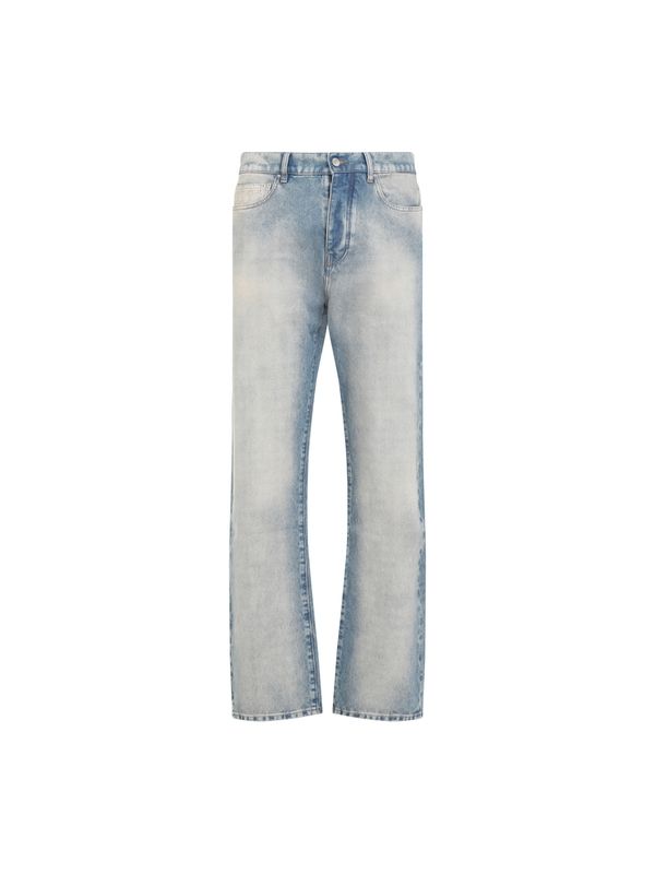 Washed Cotton Denim Pants