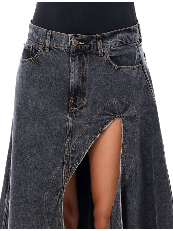 Y/PROJECT - Evergreen Cutout Denim Long Skirt - Jente