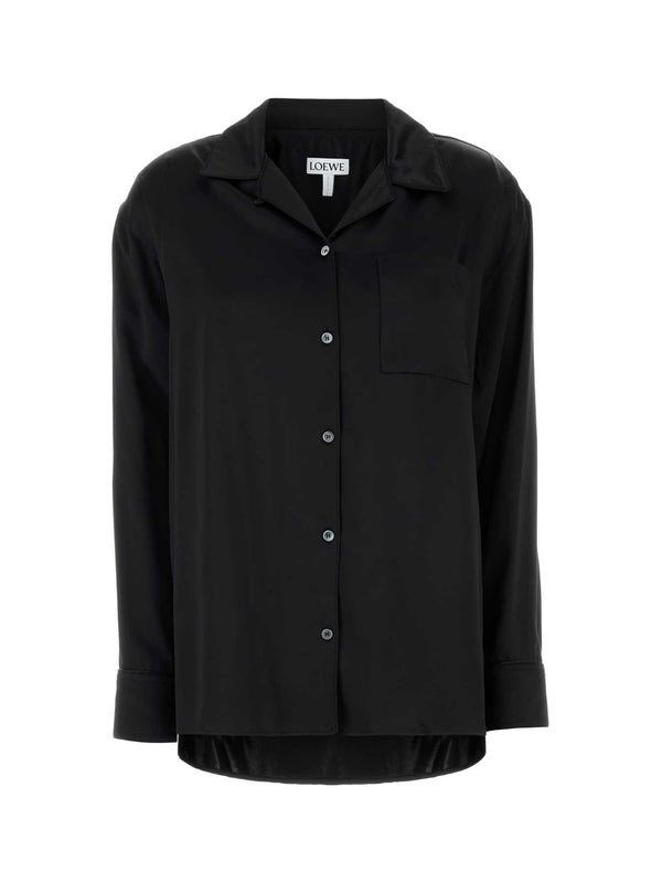 Logo Embroidered Long Sleeve Pajama Shirt