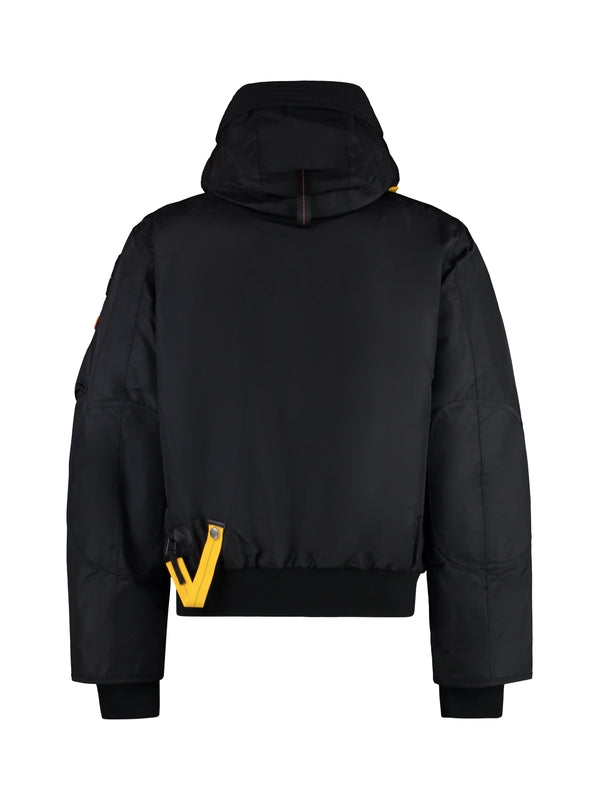 Logo Patch Nylon Hoodie Bomber Jacket