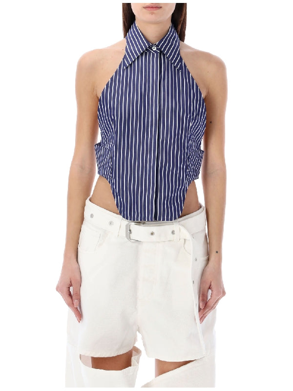 SSHEENA - Cute Cut-out Hem Halterneck Shirt - Jente