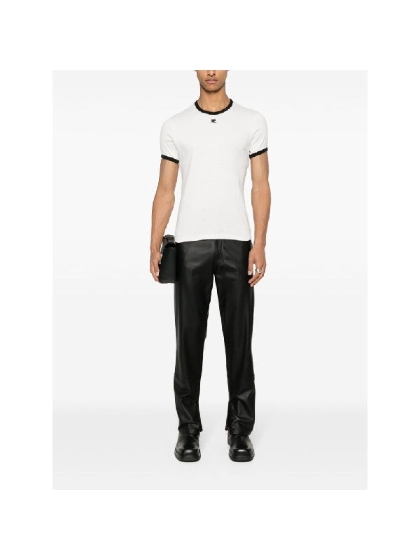 Contrast Logo Trimming T-Shirt