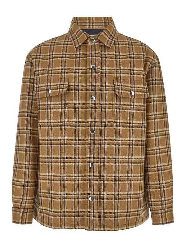 Check Pattern Wool Blend Overshirt