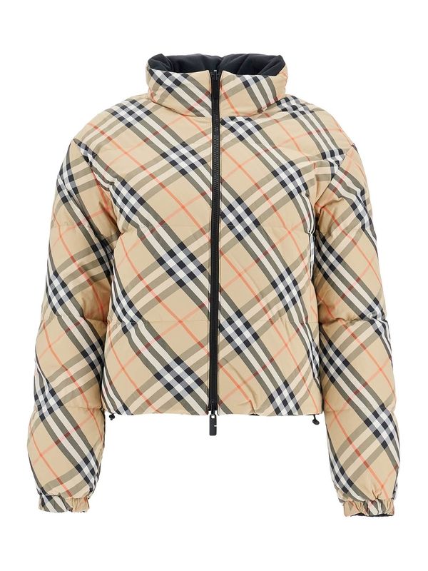 Vintage Check Reversible High-Neck Padded Jacket