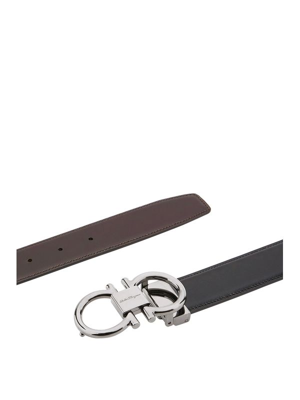 Gancini Buckle Reversible Leather Belt