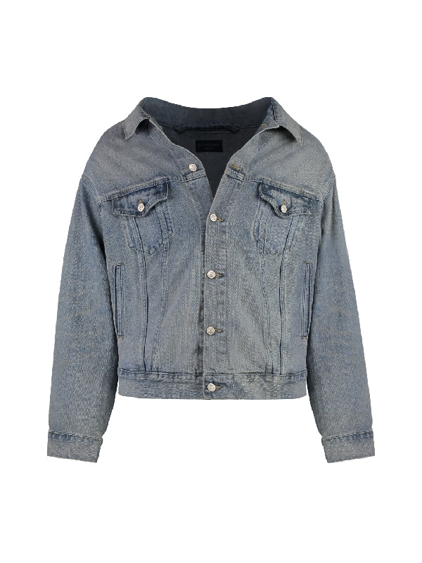 Off Shoulder Pocket Denim Jacket