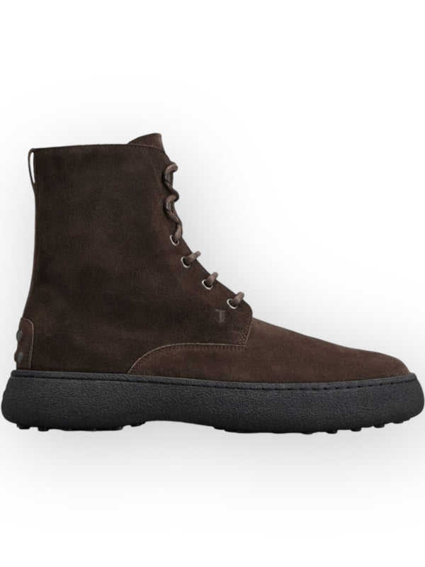 Pebble Tab Suede Lace-Up Boots