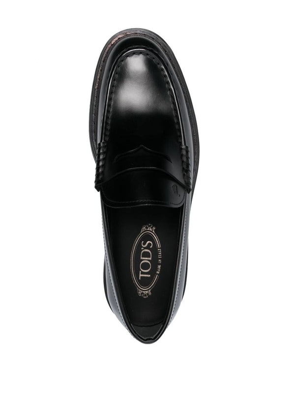 Black Leather Penny Loafers